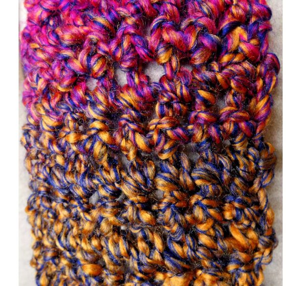 Retro MultiColor Scarf 99x5 Extra Long Chunky Handmade Crochet Hand Knit NWT - Picture 4 of 9